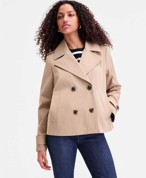 ロンドンフォグ レディース アウター ジャケット・ブルゾン コート London Fog Women'short Double-Breasted Trench Coat BRITISH KHAKI カーキ
