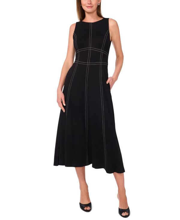 ミスク レディース トップス ワンピース ミディ ノースリーブ MSK Women'sleeveless Midi Dress Black ブラック