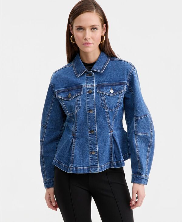 バースリー レディース アウター ジャケット・ブルゾン デニム Bar III Women'sculptedenim Jacketrue Blue Denim デニム