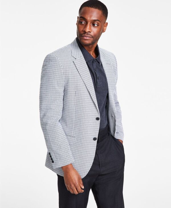 ナウティカ メンズ アウター ジャケット・ブルゾン ブレザー Nautica Men's Modern-Fit Seersucker Blazer Black/white ホワイト