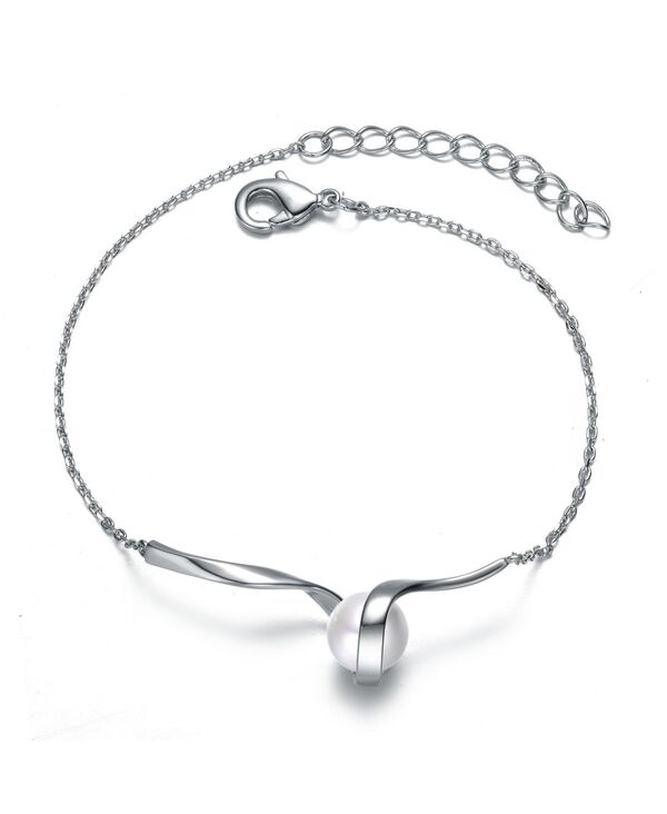 ジュネヴィヴェ レディース アクセサリー ブレスレット・バングル・アンクレット Genevive Gv Sterling Silver 14k Gold Plated With 7mm White Freshwater Pearl Adjustable Layering Bracelet White ホワイト