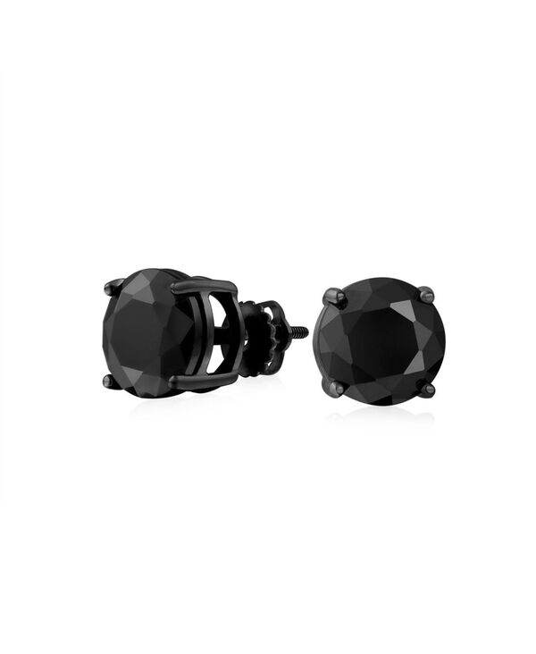 ブリング レディース アクセサリー ピアス・イヤリング Bling Jewelry Black Round Solitaire Cubic Zirconia Stud Earrings CZ Screwback Posts Black Plated Sterling Black ブラック|ReVida 店