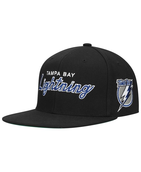 ミッチェル&ネス メンズ アクセサリー 帽子 Mitchell & Ness Men's Black Tampa Bay Lightning Core Team Script 2.0 Snapback Hat Black ブラック
