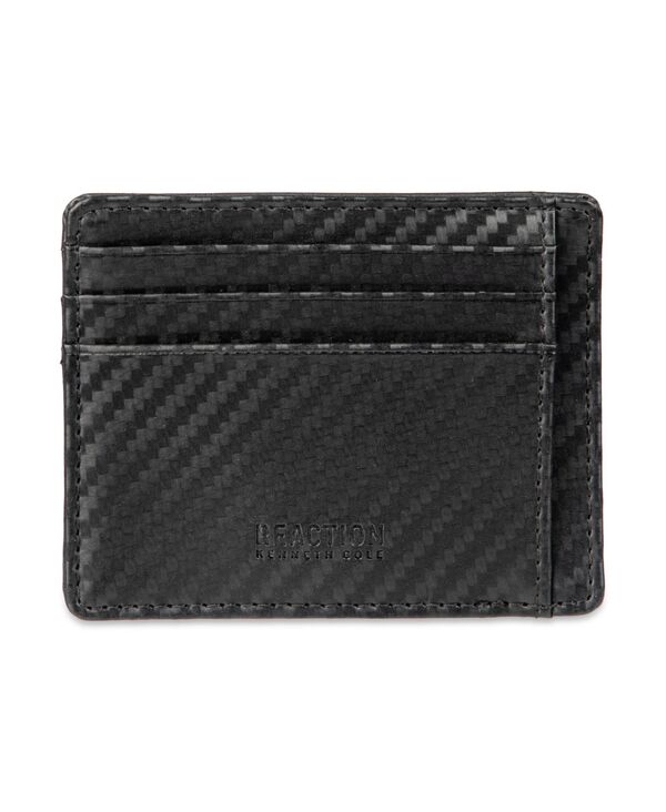ケネスコール メンズ アクセサリー 財布 キャップ Kenneth Cole Reaction Men's RFID Extra Capacity Carbon Fiber Card Case Wallet Black ブラック