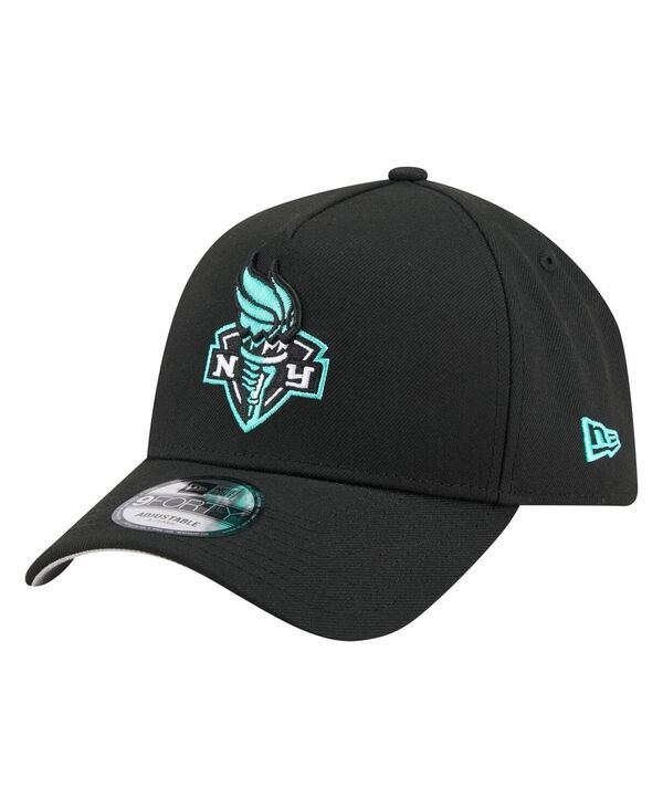 ニューエラ メンズ アクセサリー 帽子 ロゴ New Era Men's Black New York Liberty Core Logo A-Frame 9FORTY Adjustable Hat Black ブラック｜ReVida 店