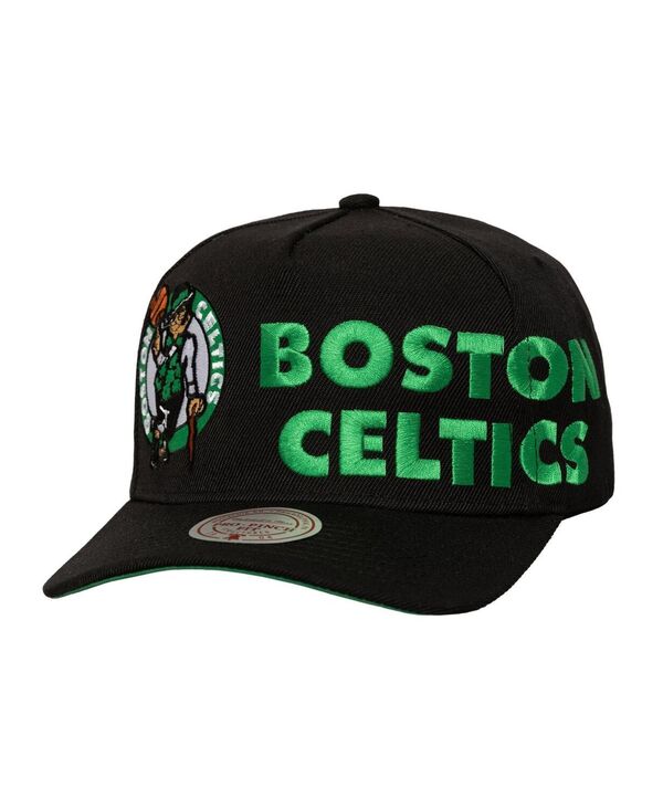 ミッチェル&ネス メンズ アクセサリー 帽子 ロゴ Mitchell & Ness Men's Black Boston Celtics Busted Logo Wordmark Wrap-Around Pro Pinch Adjustable Hat Black ブラック|ReVida 店