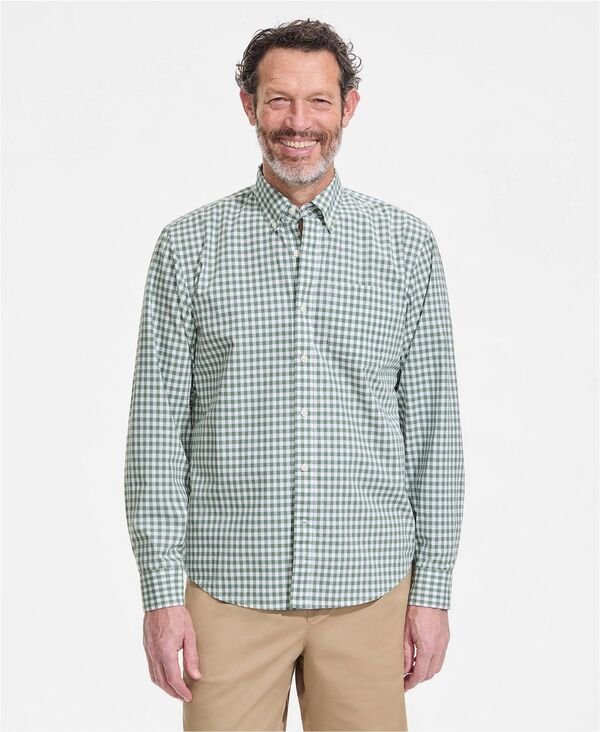 ランズエンド メンズ トップス シャツ Lands' End Men's Long Sleeve Poplin Shirt Eucalyptus gingham