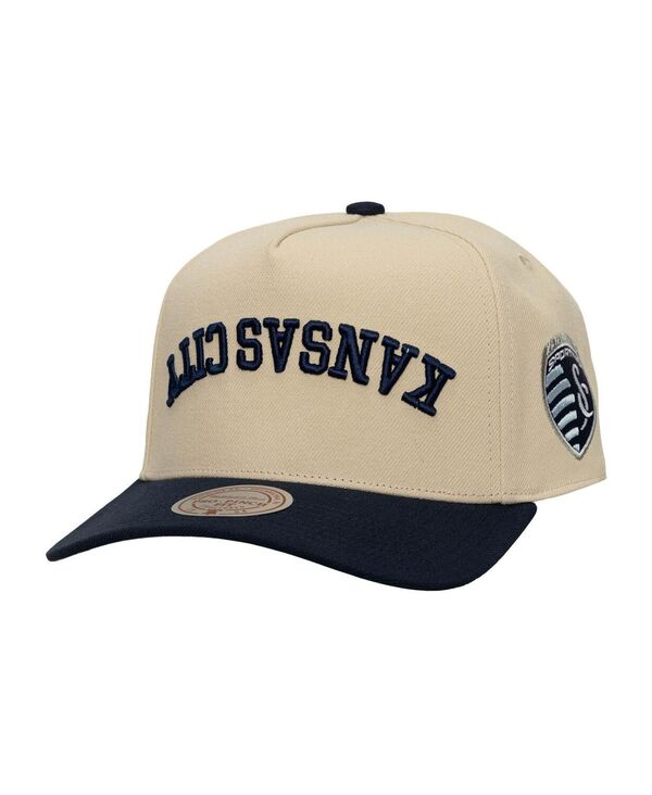 ミッチェル&ネス メンズ アクセサリー 帽子 ダウン Mitchell & Ness Men's Cream/Navy Sporting Kansas City Upside Down Pro Pinch Snapback Hat Cream Navy クリーム