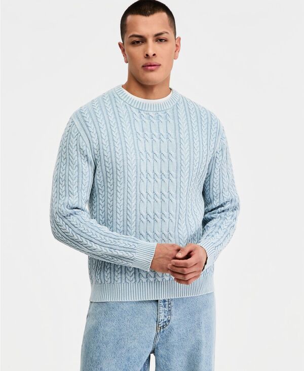 サンストーン メンズ アウター ニット・セーター コットン Sun + Stone Men's Cotton Fisherman Cable-Knit Sweater Maritime Wave