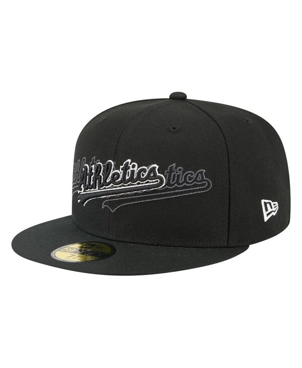 ニューエラ メンズ アクセサリー 帽子 New Era Men's Black Athletics Tri-Hit 59FIFTY Fitted Hat Black ブラック 11,536円