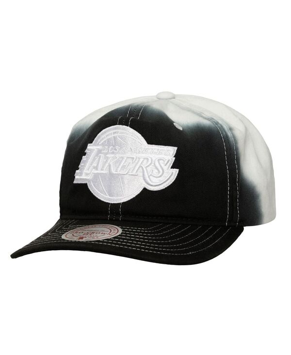 ミッチェル&ネス メンズ アクセサリー 帽子 Mitchell & Ness Men's Black/White Los Angeles Lakers Dip Dye Pro Crown Adjustable Hat Black White ホワイト｜ReVida 店