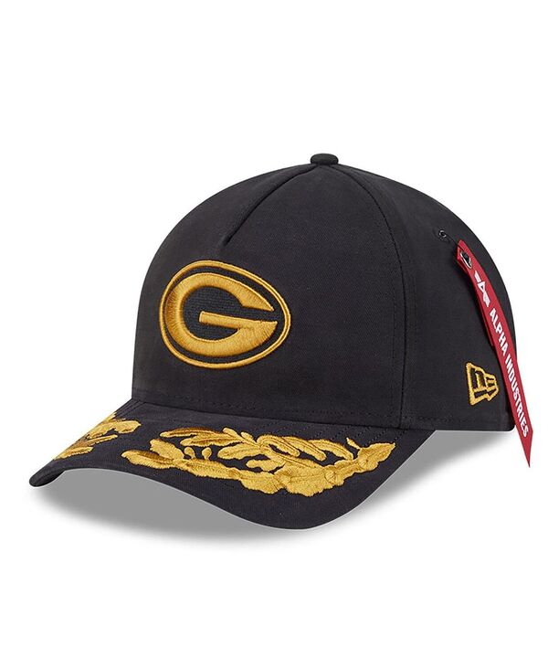 ニューエラ メンズ アクセサリー 帽子 New Era x Alpha Industries Men's Black Green Bay Packers A-Frame 9FORTY Adjustable Hat Black ブラック 12,226円