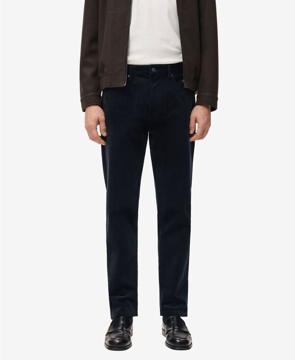 マンゴ メンズ ボトムス 心地好いズボン下 コール天 MANGO Men\u0027s Corduroy Regular-Fit Pants Night Blue 青色 ズボン・パンツ-メンズファッション