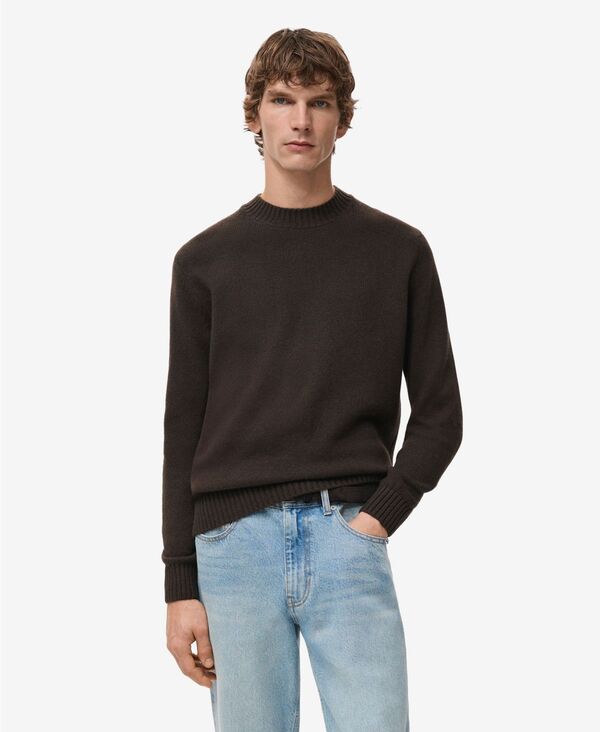 マンゴ メンズ アウター 編み物・プルオーバー 毛糸 MANGO Men\u0027s Italian Wool Knitted Sweater Chocolate 黒茶