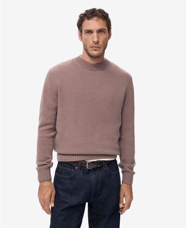 マンゴ メンズ アウター 編み物・プルオーバー 毛糸 MANGO Men\u0027s Italian Wool Knitted Sweater Pale Pink さくら色