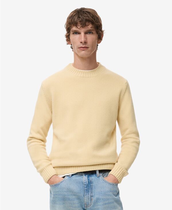 マンゴ メンズ アウター 編み物・プルオーバー 毛糸 MANGO Men\u0027s Italian Wool Knitted Sweater Pastel Yellow 黄色