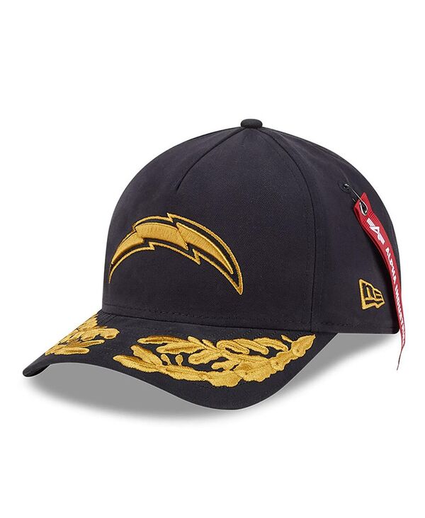 ニューエラ メンズ アクセサリー 帽子 New Era x Alpha Industries Men's Black Los Angeles Chargers A-Frame 9FORTY Adjustable Hat Black ブラック|ReVida 店