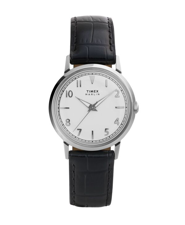 タイメックス レディース アクセサリー 腕時計 レザー Timex Unisex Quartz Analog Black Leather Watch 34mm Black ブラック