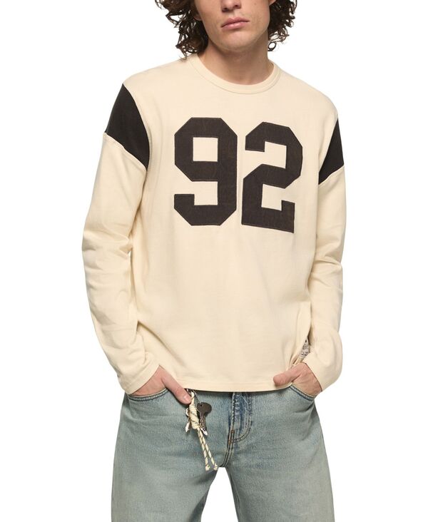 ラッキーブランド メンズ トップス Tシャツ クルーネック 長袖 Lucky Brand Men's Long-Sleeve Football Crewneck T-Shirt Cream クリーム