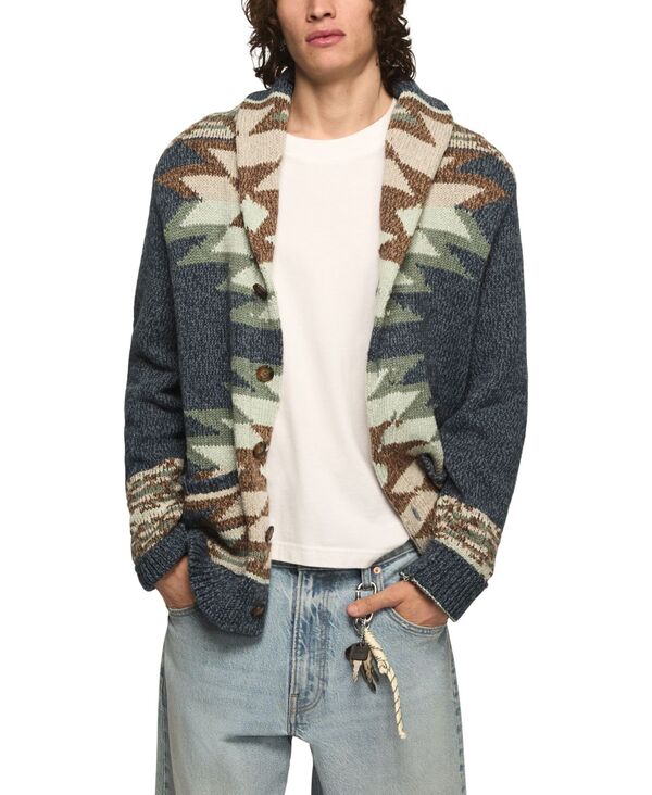 ラッキーブランド メンズ アウター 編み物・スウェーター ジレー Lucky Brand Men\u0027shawl Collar Cardigan Vintage jade