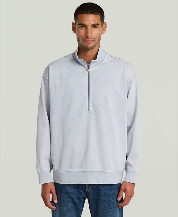 ジースター メンズ アウター ニット・セーター G-Staraw Men's Relaxed Half-Zip Sweater Snow bleach