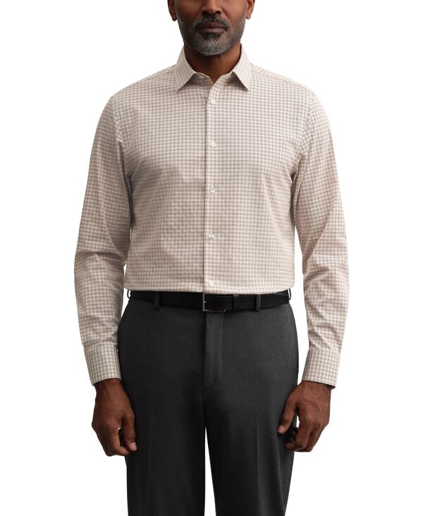 カルバンクライン メンズ トップス シャツ コットン Calvin Klein Men's Refined Cotton Stretch Spread Collar Dresshirtaupe トープ｜ReVida 店