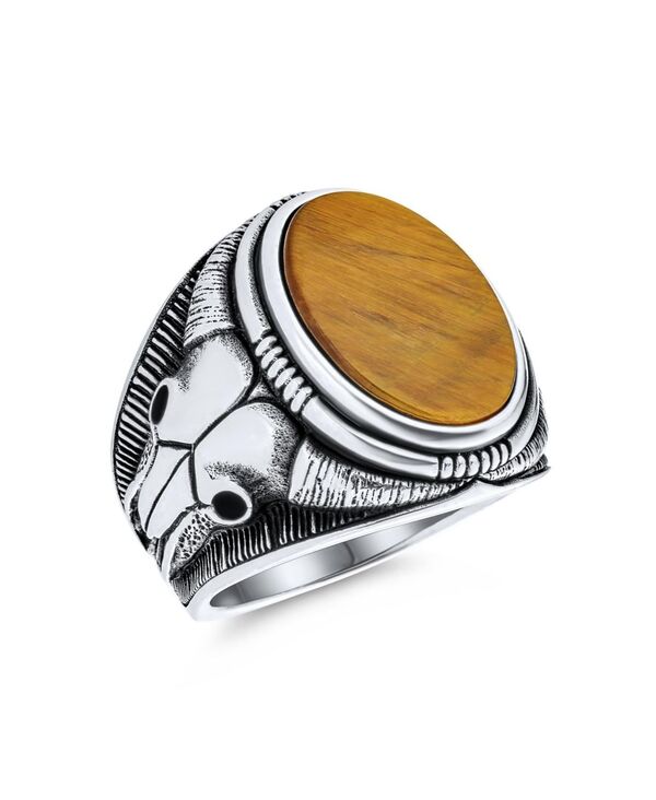 ブリング メンズ アクセサリー Bling Jewelry Men'signet Western Texas Longhorn Skull Ring Sterlingolden tigers eye アニマル