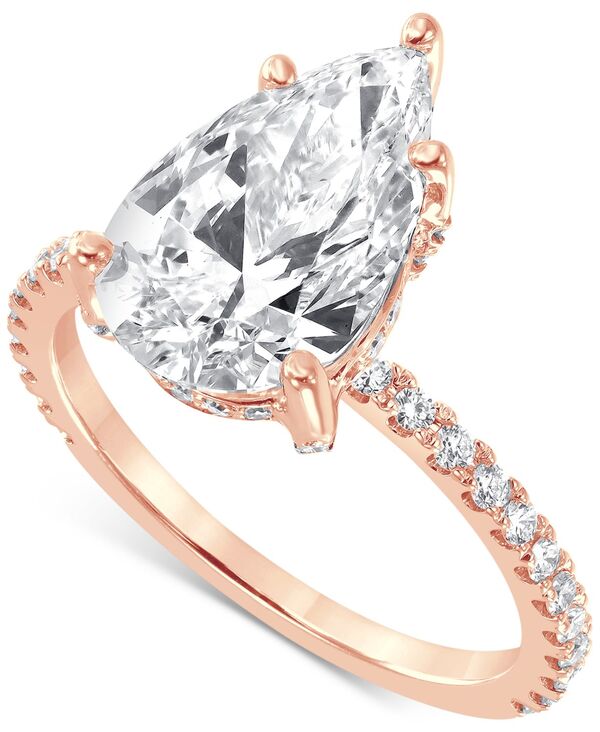 バッジェリーミシュカ レディース アクセサリー リング Badgley Mischka Certified Lab Grown Diamond Pear Halo Engagement Ring (3-3/8 ct.w.) in 14k Rose Gold ゴールド