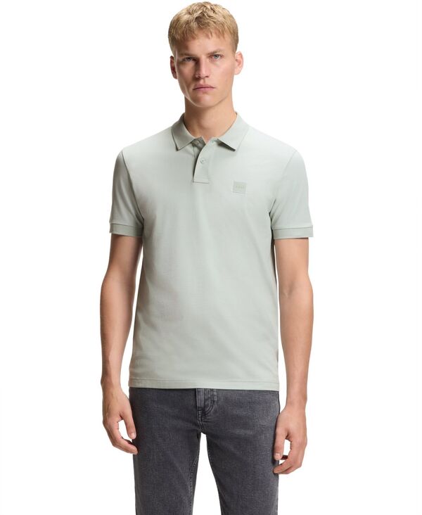 ヒューゴボス メンズ トップス ポロシャツ コットン Hugo Boss Men'stretch-Cotton Slim-Fit Polo Shirt Silver シルバー