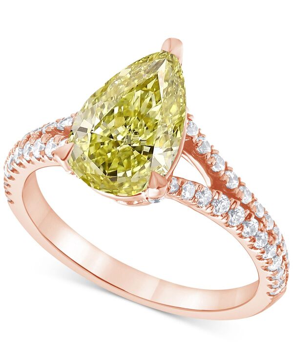 バッジェリーミシュカ レディース アクセサリー リング Badgley Mischka IGI Certified Lab Grown Yellow Diamond Pear-Shaped Engagement Ring (2-3/8 ct.w.) in 14k White Yellow orose Rose Gold ゴールド