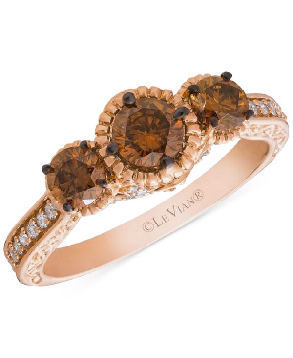 ル ヴァン レディース アクセサリー リング Le Vian Chocolatier Chocolate Diamond & Vanilla Diamond Triple Stone Ring (1-1/10 ct.w.) in 14k Rose Gold ゴールド 775,520円
