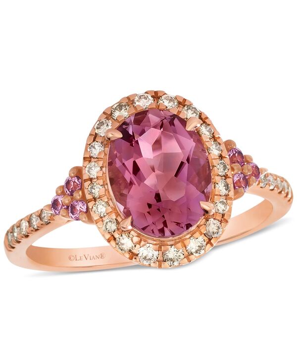 ル ヴァン レディース アクセサリー リング Le Vian Passion Fruitourmaline (1-1/2 ct.w.) Bubble Gum Pink Sapphire (1/10 ct.w.) & Nude Diamond (1/4 ct.w.) Halo Ring in 14k Rose Gold ゴールド