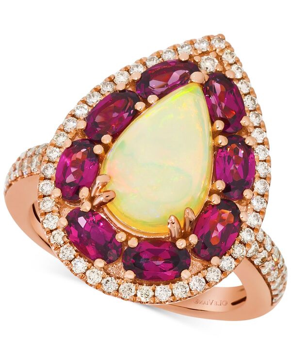 ル ヴァン レディース アクセサリー リング Le Vianeopolitan Opal (1-1/2 ct.w.) Raspberry Rhodolite (2-3/8 ct.w.) & Nude Diamond (1/2 ct.w.) Pear Halo Ring in 14k Rose Gold ゴールド|ReVida 店