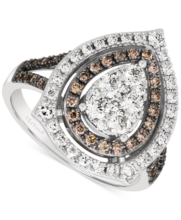 ル ヴァン レディース アクセサリー リング Le Vianude Diamond & Chocolate Diamond Teardrop Halo Clustering (1-1/6 ct.w.) in 14k White Gold ホワイト