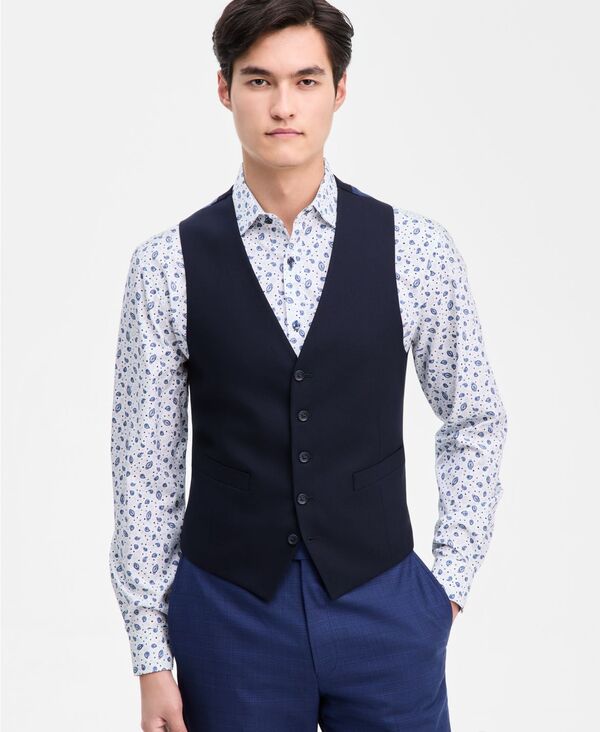 ケネスコール メンズ トップス ベスト Kenneth Cole Reaction Men'slim-Fitechni-Cole Suit Separate Vest NAVY ネイビー