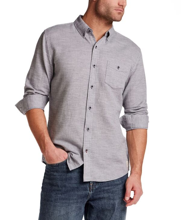 ウェザープルーフ メンズ トップス プルオーバー 綿織物 長袖 Weatherproof Vintage Men\u0027s Long-Sleeve Cotton Slub Pebble Dobby Shirt MARITIME BLUE 青色