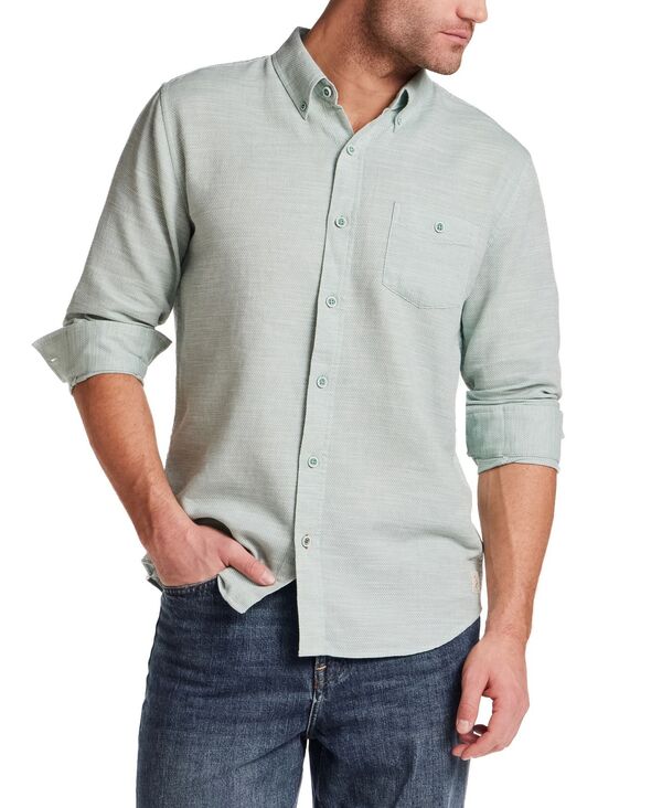 ウェザープルーフ メンズ トップス プルオーバー 綿織物 長袖 Weatherproof Vintage Men\u0027s Long-Sleeve Cotton Slub Pebble Dobby Shirt SEA GRASS