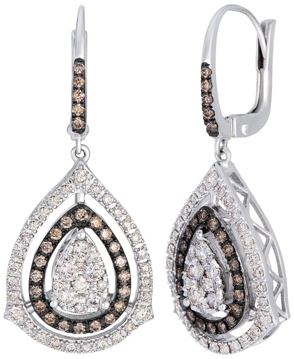 ル ヴァン レディース アクセサリー ピアス・イヤリング Le Vianude Diamond (1.05 ct.w.) & Chocolate Diamond (0.38 ct.w.) Drop Earrings in 14k Vanilla White Gold ホワイト