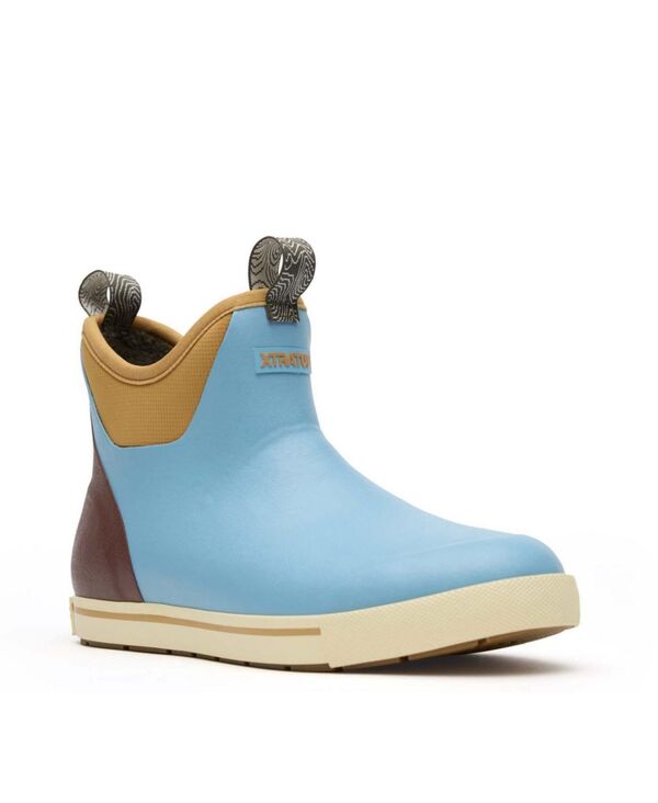 エクストラタフ メンズ シューズ ブーツ・レインブーツ アンクル フリース XTRATUF Men's Camp Fleece Lined Ankle Deck Boot Retro blue oak ブルー｜ReVida 店