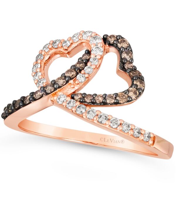 ル ヴァン レディース アクセサリー リング Le Vian Chocolate Diamond (1/4 ct.w.) & Nude Diamond (1/4 ct.w.) Interlocking Heart Ring in 14k Rose Yellow or White Rose Gold ゴールド