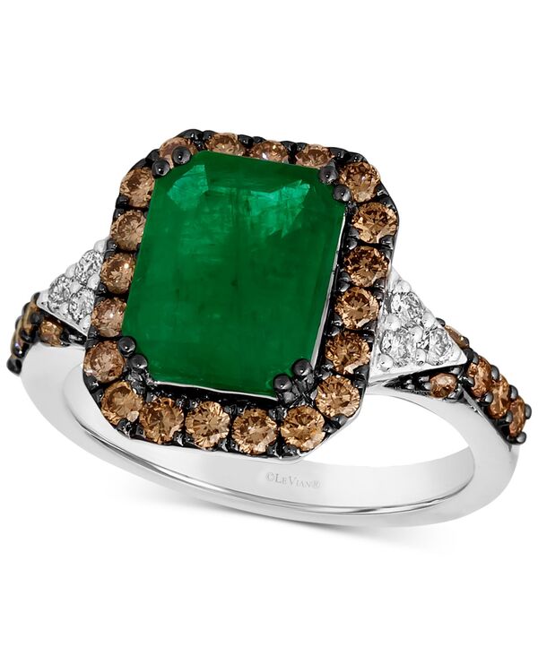 ル ヴァン レディース アクセサリー リング Le Vian Couture Costa Smeralda Emeralds (2-3/8 ct.w.) Chocolate Diamonds (5/8 ct.w.) & Nude Diamonds (1/10 ct.w.) Square Halo Ring in Platinum No Color チョコレート