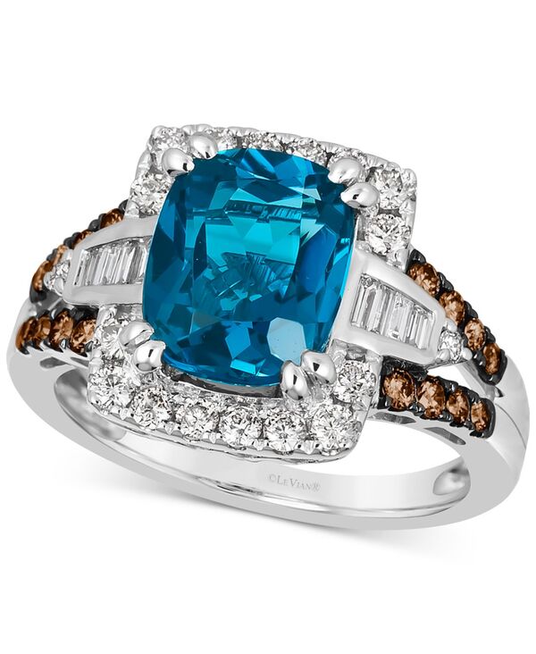 ル ヴァン レディース アクセサリー リング Le Vian Chocolatier Deep Sea Blue Topaz (2-1/2 ct.w.) & Diamond (5/8 ct.w.) Halo Ring in 14k White No Color ホワイト