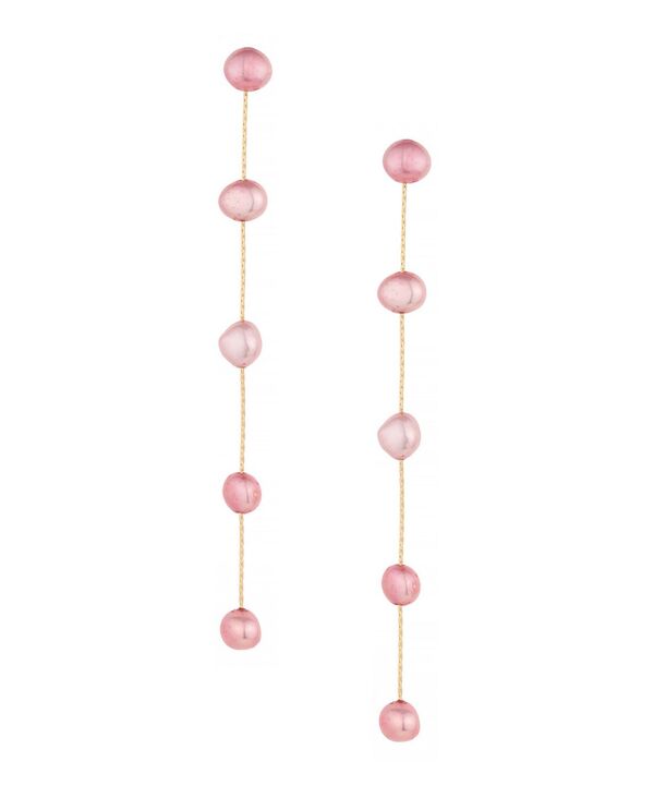 エティカ レディース アクセサリー ピアス・イヤリング ETTIKA 18K Gold Plated Brass Dripping in Freshwater Pearl Earrings Pink ピンク｜ReVida 店
