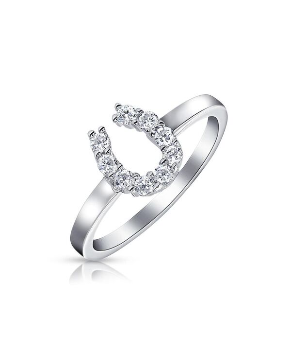 ブリング レディース アクセサリー Bling Jewelry Good Luck Cubic Zirconia Pave CZ Equine Cowgirl Equestrian Good Luck Horseshoe Ring .925 Sterling Clear シルバー