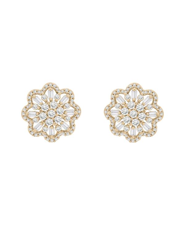 ラップド イン ラヴ レディース アクセサリー ピアス・イヤリング Wrapped in Love Diamond Round & Baguette Flower Stud Earrings (1 ct.w.) in 14k White Gold or 14k Yellow Gold イエロー