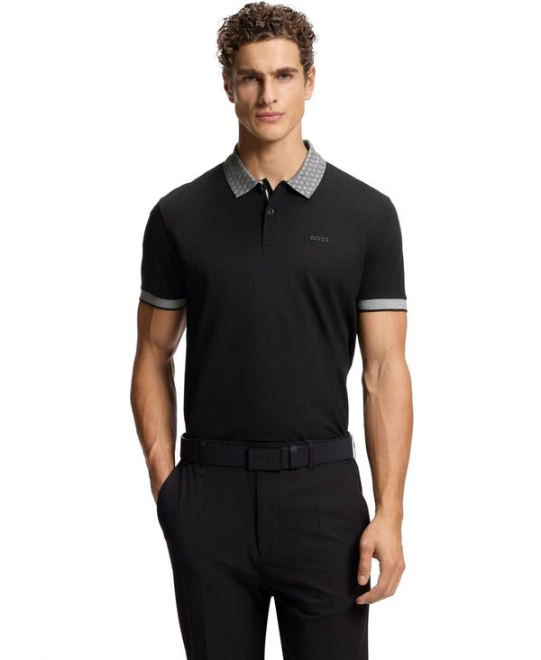 ヒューゴボス メンズ トップス ポロシャツ コットン Hugo Boss Men'stretch Cotton Moisture Management Paddy Polo Shirt Black ブラック