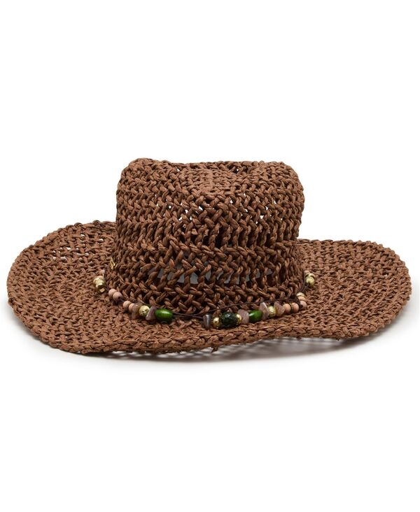 スティーブ マデン レディース アクセサリー 帽子 Steve Madden Beaded Trim Classic Western Hat Chocolate チョコレート|ReVida 店