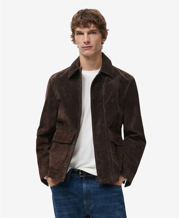 マンゴ メンズ アウター ジャケット・ブルゾン スエード レザー MANGO Men'suede Leather Jacket Chocolate チョコレート