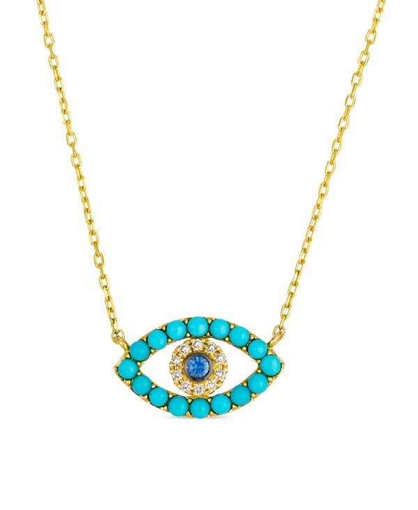 ル ヴァン レディース アクセサリー ネックレス・チョーカー・ペンダントトップ レース Le Vian Turquoise (69/100 ct.w.) Sapphire (3/50 ct.w.) & Nude Diamond (0.07 ct.w.)Pendant Necklace in 14k Honeyellow Gold イエロー