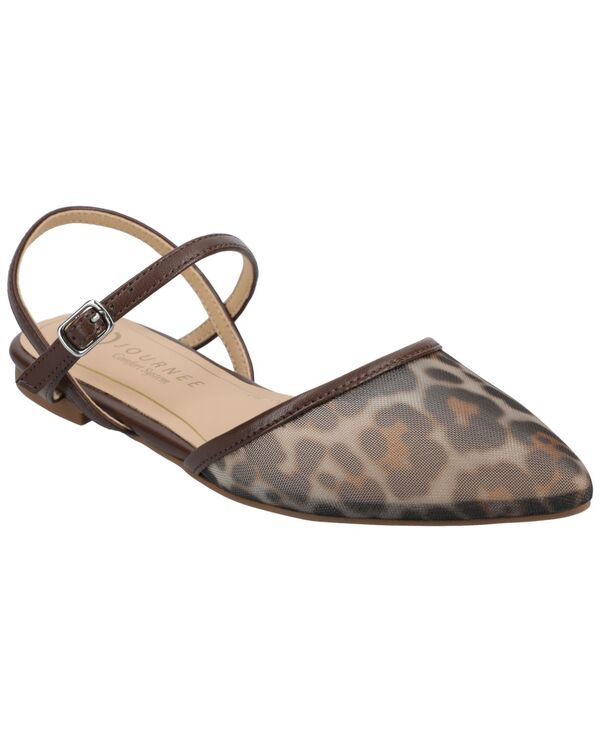 ジュルネ コレクション レディース シューズ パンプス Journee Collection Women's Martine Strappy Pointed Toe Flats Leopard Me アニマル